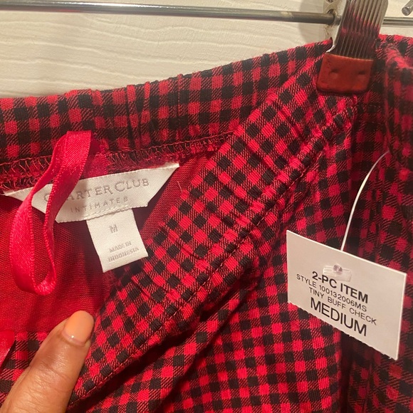 Charter Club NWT 2 Piece PJ Set Shirt & Pants Tiny Buffalo Check - Picture 6 of 7